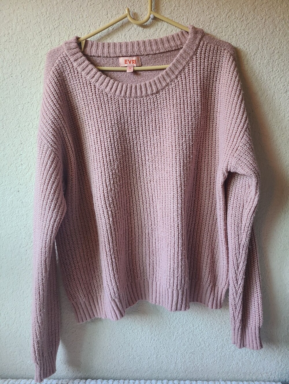 Evri Women's Cozy Knit Sweater - Dusty Pink Size 1X